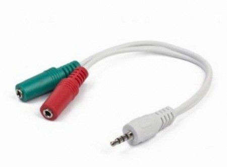 Gembird 2x 3.5 mm (slusalice i mikrofon) adapter na 1x 3.5mm(4 pin) cable, 0.2 m beli CCA-417W - Img 1