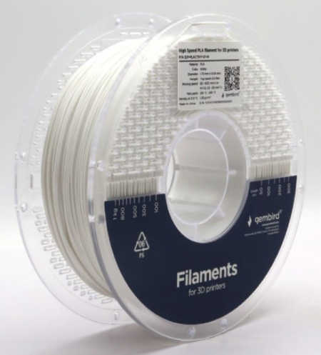 Gembird 3DP-PLA1.75HY-01-W PLA filament velike brzine za 3D stampac 1.75mm, kotur 1KG WHITE