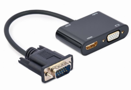 Gembird A-VGA-HDMI-02 VGA to HDMI + VGA adapter cable, 0.15 m, black