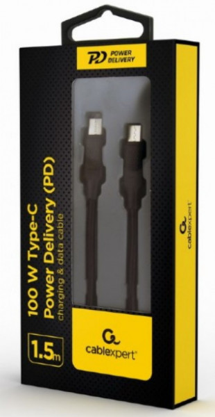 Gembird CC-USB2-CMCM100-1.5M 100 W Type-C Power Delivery (PD) charging & data cable, 1.5m
