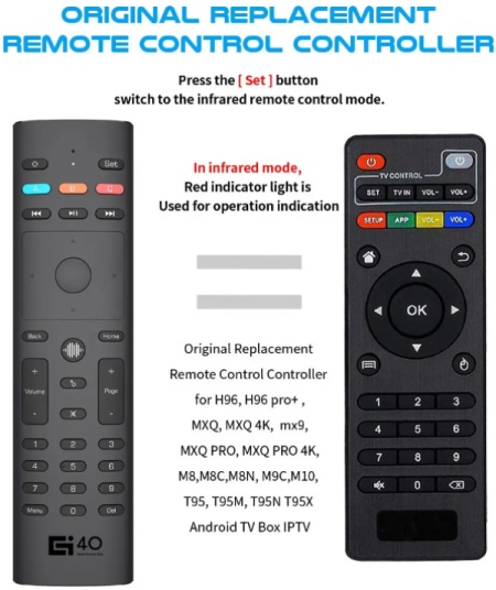 Gembird GMB-G40S Air Mouse Remote control for TV/PC, With Gyroscope smart google Google Assistant