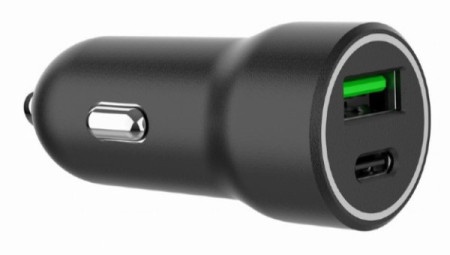 Gembird ta-uc-a2pdqc20-car-01 2-port usb car fast charger, type-c pd, 20 w, black