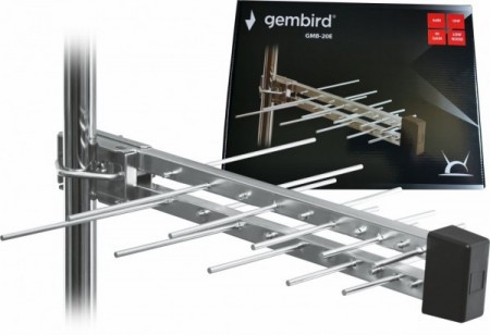 GMB-20E sa kutijom **Gembird Antena Loga UHF sa RF-Konektorom, 20elemenata, duzina 39cm, 6dB alu 585