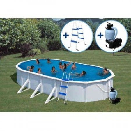 GRE Ovalni porodični bazeni sa čeličnom konstrukcijom 6,1x3,75x1,32 (skimer i uduvač) ( 0003343 ) - Img 1