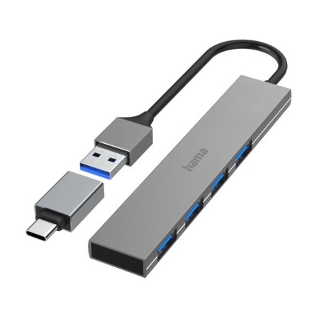 Hama 4047443497666 Usb hub 4 porta, usb 3.2, 5 gbit/s+ usb-c adapter ultra tanak ( 200141 )