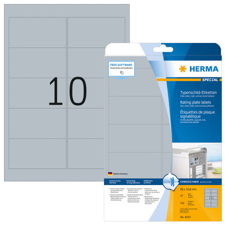 Herma etikete 96,0x50,8 A4/10 1/25 aluminium look ( 02H4223 )