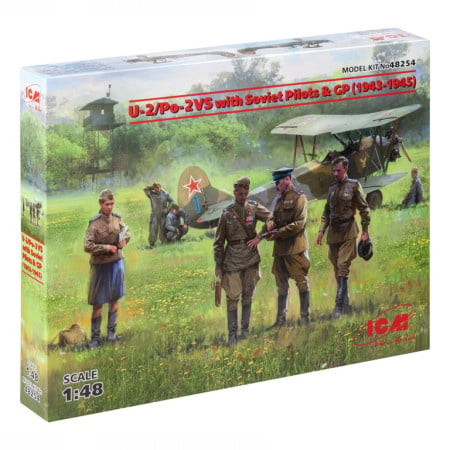 ICM Model Kit Aircraft - U-2/Po-2VS With Soviet Pilots & GP (1943-1945) 1:48 ( 060930 )