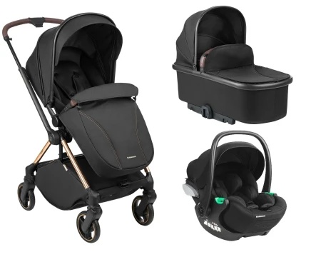 Kikka Boo Kolica Lanah 3in1 premium set sa autosedištem I-Trail I-size i tvrdom korpom Black ( KKB21147 PRSET )