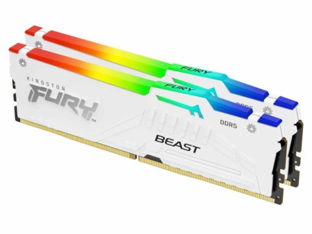 Kingston 64gb(2x32gb)/dimm/ddr5/6000mhz/cl40/fury beast white rgb xmp memorija ( KF560C40BWAK2-64 )