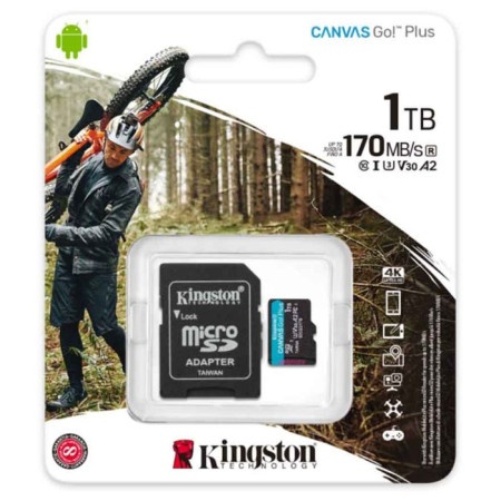 Kingston microsd 1tb, canvas go! Plus, class10 uhs-I u3 v30 a2 ( SDCG3/1TB )