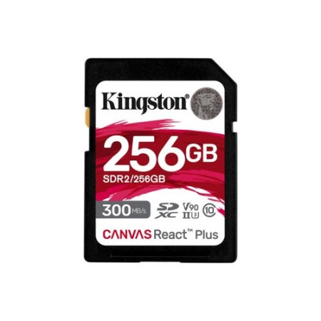 Kingston SD Card 256GB, Canvas React Plus Professional, SDXC Class10 UHS-II U3 V90 ( SDR2/256GB )