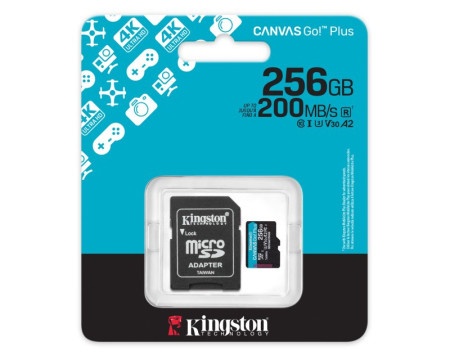 Kingston U3 V30 microSDXC 256GB Canvas Go Plus 200MB/s A2 + adapter SDCG4/256GB Memorijska kartica