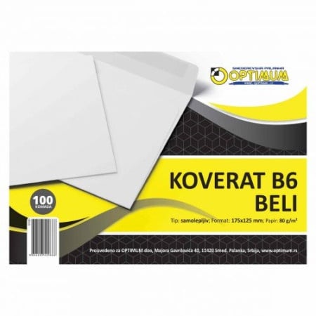 Koverat b6 beli 1/100 samolepiv *sr ( 9100 )-1