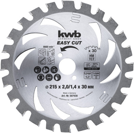 KWB easycut rezni disk za cirkular 215x30, 30Z, HM, za drvo/metal(nonFe)/plastiku, energy saving ( KWB 49587938 )