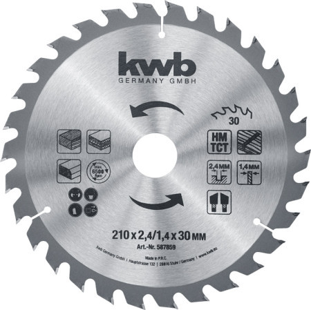 KWB rezni disk za cirkular 210x30 30Z, KRAFTIXX, HM, drvo/gipsakarton ( KWB 49587859 )