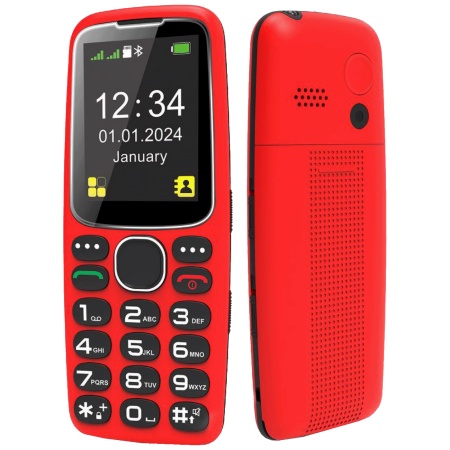 Meanit telefon mobilni, 2.4" ekran, sos dugme, crni - senior 10 plus, crveni