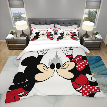 Mey home posteljina mickey and minnie mouse love 3d 200x220cm bela ( 3D-1379 )