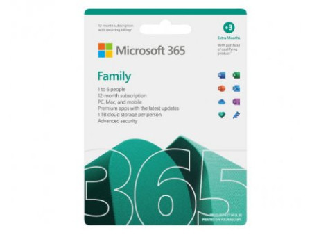 Microsoft licenca Retail 365 Family P10 /32bit/64bit/ English/6 korisnika/1 godina ( 6GQ-01890 ) - Img 1