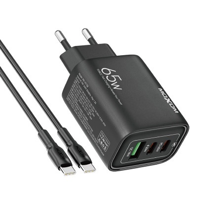 Moxom mx-hc158 qc3.0 65w type-c na type-c crni Kucni punjac ( P1132 )