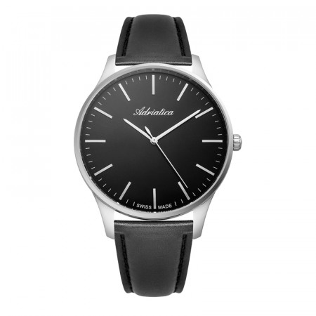 Muški adriatica pairs crni srebrni elegantni ručni sat sa crnim kožnim kaišem ( a1286.5214q )