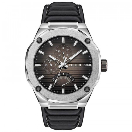 Muški cerruti srebrni sportsko elegantni ručni sat sa crnim kožnim kaišem ( ciwgf2008001 ) - Img 1