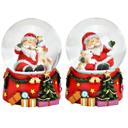 Novogodišnja vodena kugla Deda Mraz i pas 9cm ( 10033264 ) - Img 1