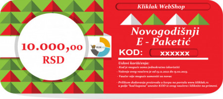 Novogodišnji E-Paketić Vaučer za PIC Co doo - 10000 din