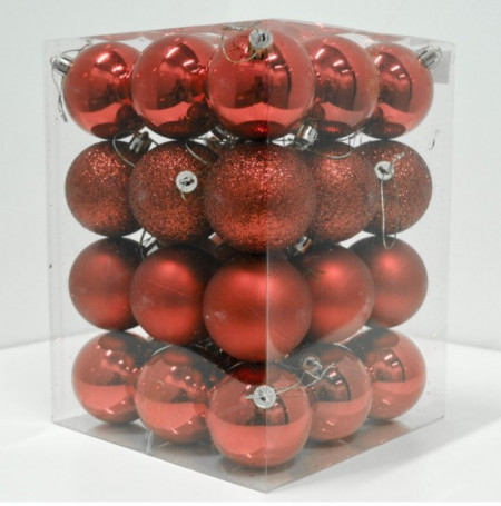 Novogodišnji set ukrasnih kuglica 36kom - Crveni ( 19001 ) - Img 1