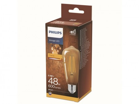 Philips Led vintage E27 ST64 5,5W(48W) 2500K - Img 1