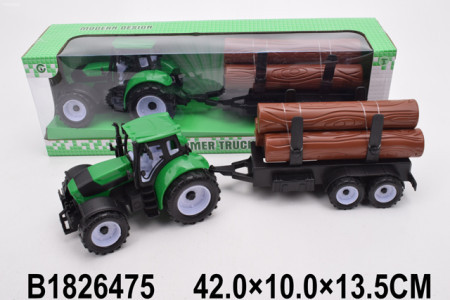 Plastični traktor sa prikolicom i drvima ( 647504K ) - Img 1