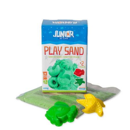 Play sand, kinetički pesak sa kalupima, zelena, 400g ( 130742 )