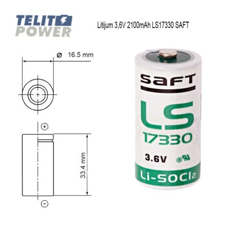 Saft LS17330 Litijum primarni 2/3 A 3.6V 2100mAh ( 4225 )