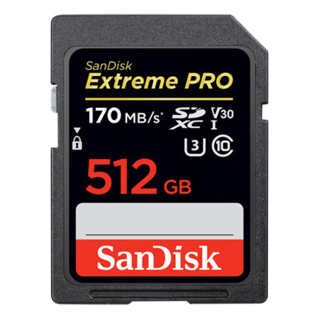 SanDisk SDXC 512GB extreme pro - 170MB/s V30 UHS-I U3