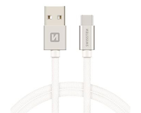 Swissten data kabl tekstil USB na tip C 2m srebrni