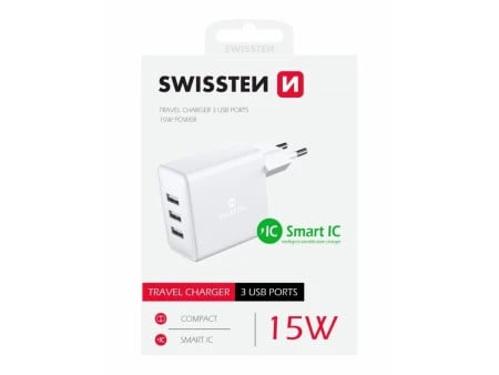 Swissten punjač 3XUSB 15W bela ( 80183 )