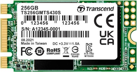 Transcend 256gb, m.2 2242 ssd, sata3 b+m key, tlc ( ts256gmts430s ) -1