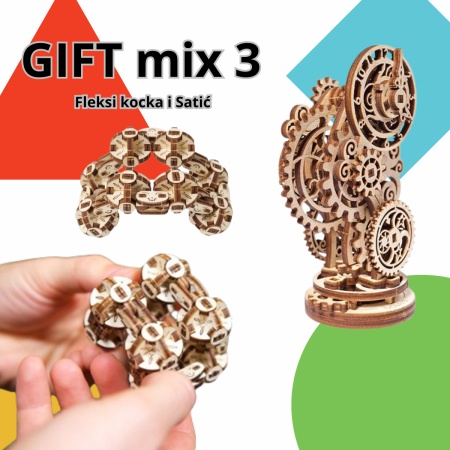 Ugears 3D mix 3: FLEKSI KOCKA I SATIĆ ( 8278)