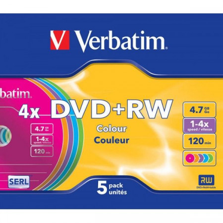 Verbatim DVD+RW 4.7GB Color Slim Case 43297/43296 - Img 1