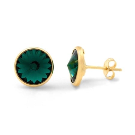 Victoria cruz basic emerald gold mindjuše sa swarovski kristalom ( a2791-20dt )