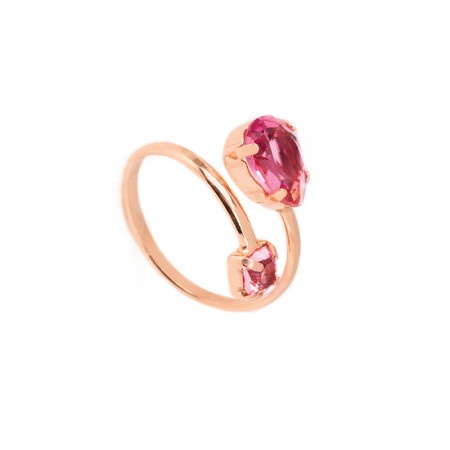 Victoria cruz transparent rose gold spiral rose prsten sa swarovski roze kristalom ( a3630-4sa )