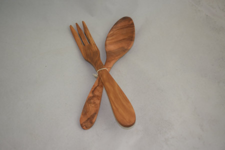 Wood holz set za salatu 2/1, kašika i viljuška, dužina 25 cm ( A 3 ) maslina - Img 1