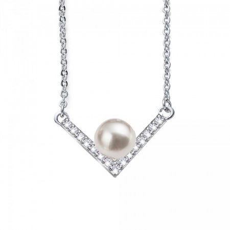 Ženski oliver weber point pearl crystal lančić sa belim swarovski perla priveskom ( 12160 )