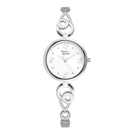 Ženski pierre ricaud quartz point arabic bela srebrni modni ručni sat sa srebrnim metalnim kaišem ( p22008.5173q )