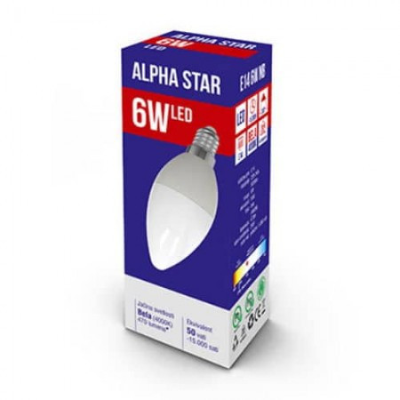 Alpha Star Led Sijalica E14 6W,Bela, 6400K, candle ( E14 6W HB )