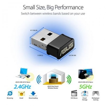 Asus USB-AC53 nano USB wireless ( 0431445 ) - Img 1