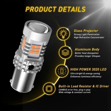 Auxito led sijalice ba15s žute (amber) set od 2 komada ba15s-5kg26-y2 ( AUX023 )