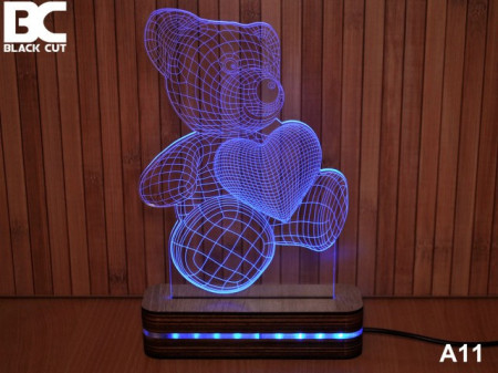 Black Cut 3D Lampa sa 9 različitih boja i daljinskim upravljačem - Meda ( A11 )