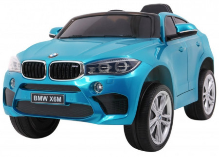 BMW X6 Licencirani model 229-1 Auto za decu sa kožnim sedištem i mekim gumama - Metalik plavi