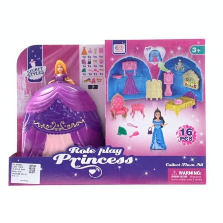Boneca, lutka, set, bal za princeze, ljubičasta haljina, Role play princess ( 858379 )