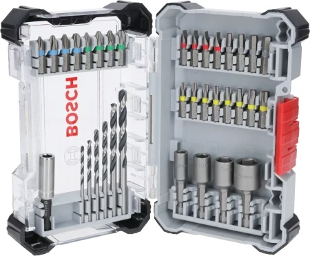 Bosch Extra Hard Screwdriver Bit and Metal HSS Drill Bit Set, Display, 35 pcs ( 2607017726 )